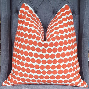 Dot Pillow Cover, Tomato Red, Sky Blue, Decorative Pillow, Mod Throw Pillow, Toss Pillow, Sofa Pillow, Red Geometric, Jacquard Pillow