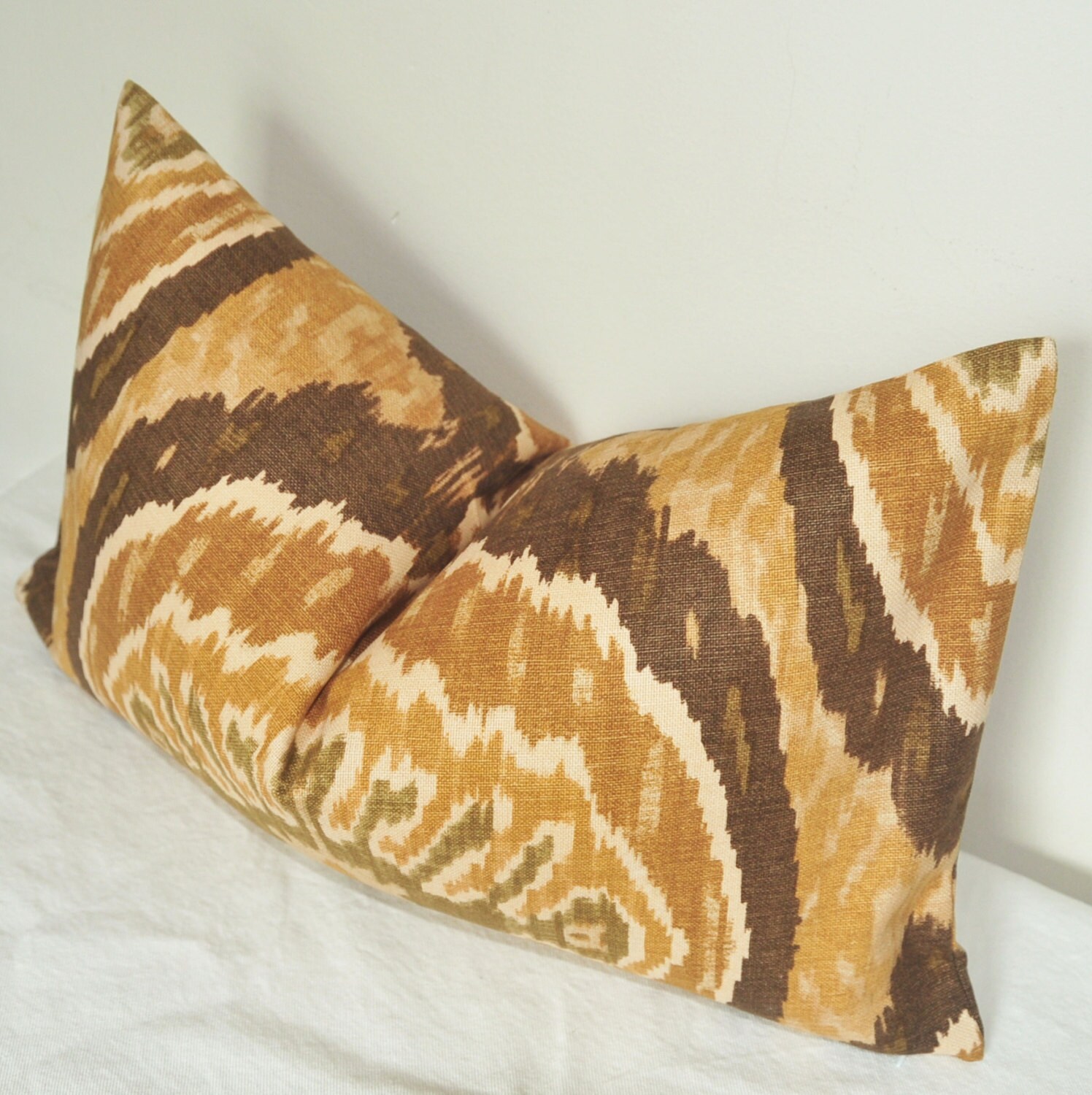 Ikat Pillow Made in USA Handmade Pillow Brown Ikat Pillow Etsy