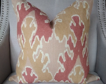 LEE JOFA Bengal Bazaar, Apricot, Ikat pillow Cover, Decorative Pillow,Throw Pillow, Toss Pillow, pink Ikat,Coral Ikat,Home Decor,Made in USA