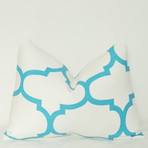 Decorative Pillow, Throw Pillow, Toss Pillow,Teal Pillow, Blue Lattice, 14x18 inch,Home Furnishing, Home Decor, Handmade Pillow image 1