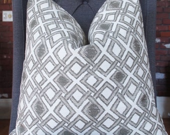 Handmade Pillow, Decorative Pillow, Geometric Pillow, Gray Pillow, Throw Pillow, Toss Pillow, Home Decor, Home Furnishing, Made in USA