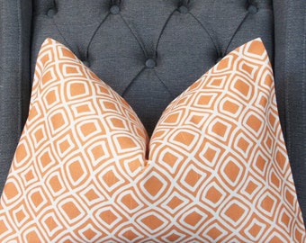 Orange Geometric Pillow Cover, Decorative Pillow, Throw Pillow, Designer Pillow, Home Furnishing, Home Decor, Home Welcome