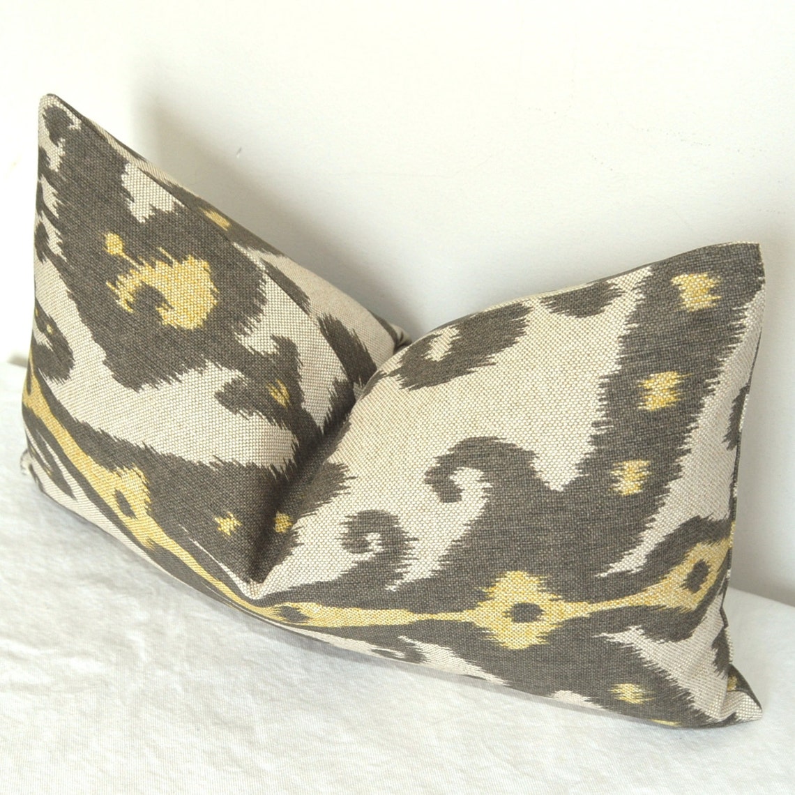 Yellow and Gray Pillow Cover Decorative Pillow Throw Pillow Etsy