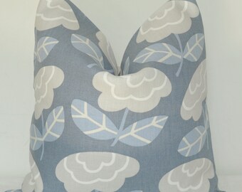 Pillow Cover, Decorative Pillow, Throw Pillow, Toss Pillow, Accent Pillow, Blue Floral, Taupe, Periwinkle, Home Furnishing, Home Decor