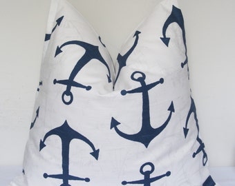 Anchor Pillow, Nautical Pillow, Blue Anchor, Pillow Cover, Decorative Pillow, Throw Pillow,Sofa Pillow, Toss Pillow,Navy Blue,Nautical Theme