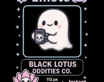 Kawaii Ghost Coffee Emote: Spooky-Cute Twitch/Discord/YouTube Emoji