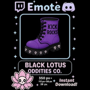 Lila - Kick Rocks Combat Boot Emote Pastell Goth Attitude PNG för stream, discord och sublimering