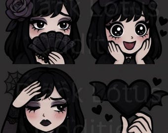 9 Goth Girl Emote Bundle Pastel Goth Twitch & Discord Emotes Spooky Kawaii Gamer Chat Icons