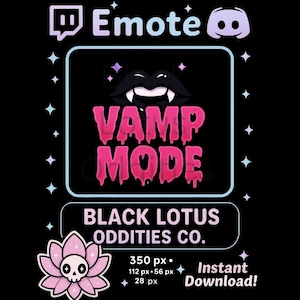 VAMP MODE Emote PNG | Gothic Lips + Fangs Digital Art for Stream, Discord & Sublimation