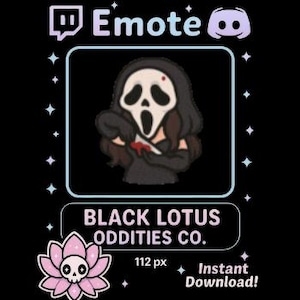 Animerad Twitch-emoji med Ghostface-flickor | Spöklik slasher-emoji (digital nedladdning)