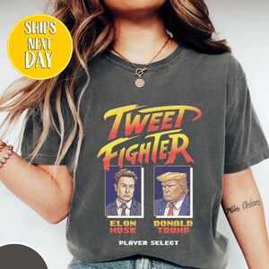Tweet Fighter Elon Musk Vs Donald Trump Shirt, Retro Game Style Meme Shirt, USA Tee Billion Dollar Fight,Funny Political Tee,Anti Elon-BC288