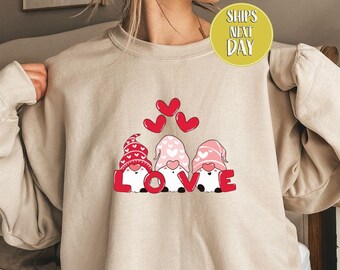 Sudadera con capucha Gnome Love, suéter con capucha Gnome Love, sudadera con capucha Gnome Love, sudadera con capucha Gnomes lindos, sudadera con capucha Gnome Love, sudadera con capucha linda para parejas -VD010