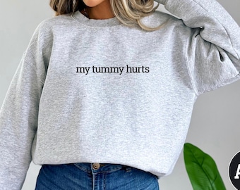 Sudadera bordada "Me duele la barriga", sudadera con capucha bordada "Me duele la barriga", suéter divertido, "Me duele la barriga", suéter de moda, sudadera "Me duele la barriga" - BC421