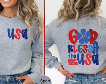 God Bless The Usa Sweatshirt, Retro Patriotic Hoodie, Independence Day Sweat, Faith USA Sweat, Retro 4th of July, Red White Blue Sweat-BC248