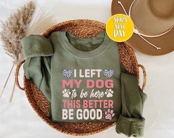 I Left My Dog To Be Here This Better Be Good Sweatshirt, Dog Mom Gift, For Fan Pet Lover Hoodie, Pet Lovers Gift, Funny Meme Sweater-BC348