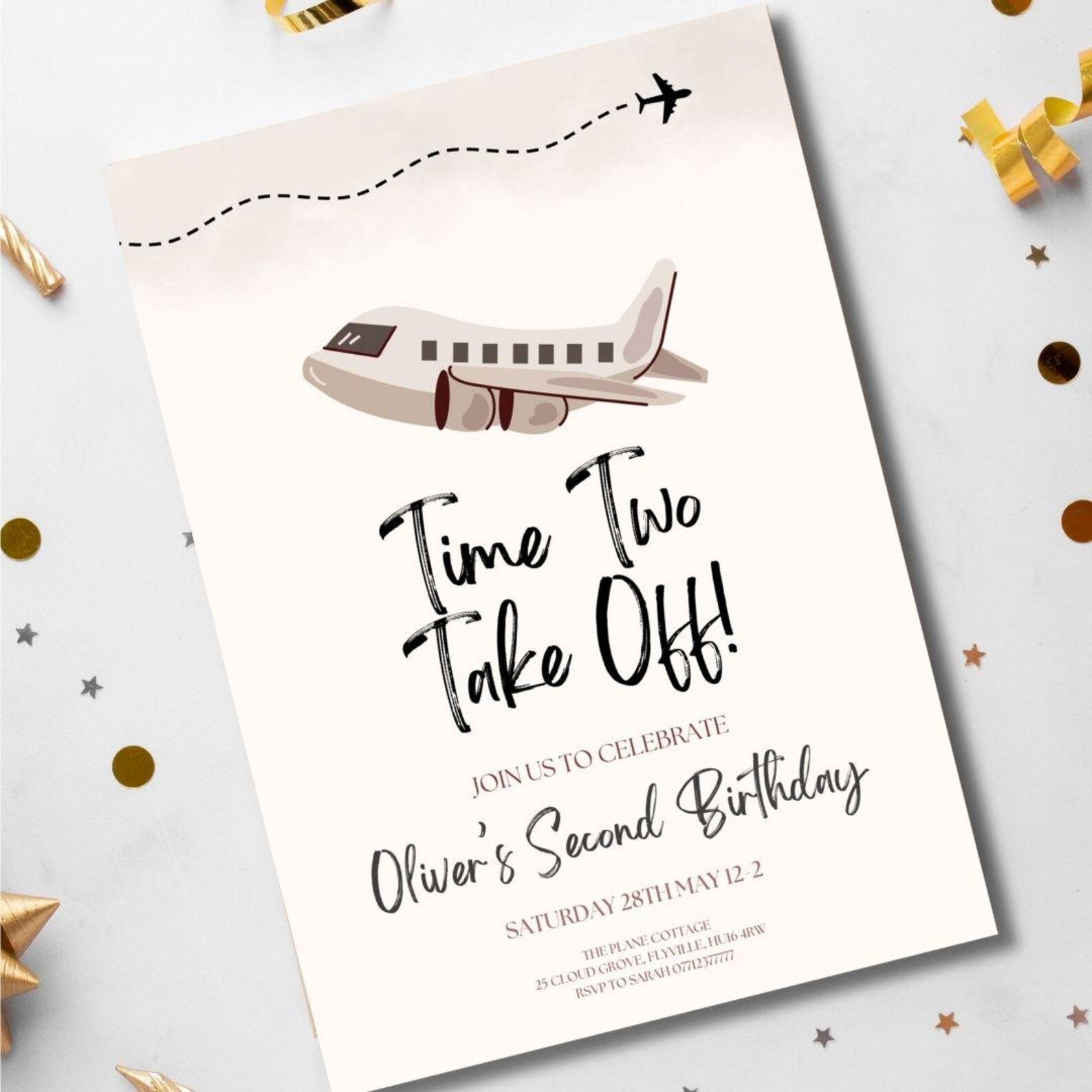 Take Flight Invite Airplane 2nd Birthday Invitation, Editable Plane Birthday Invite, Time ...