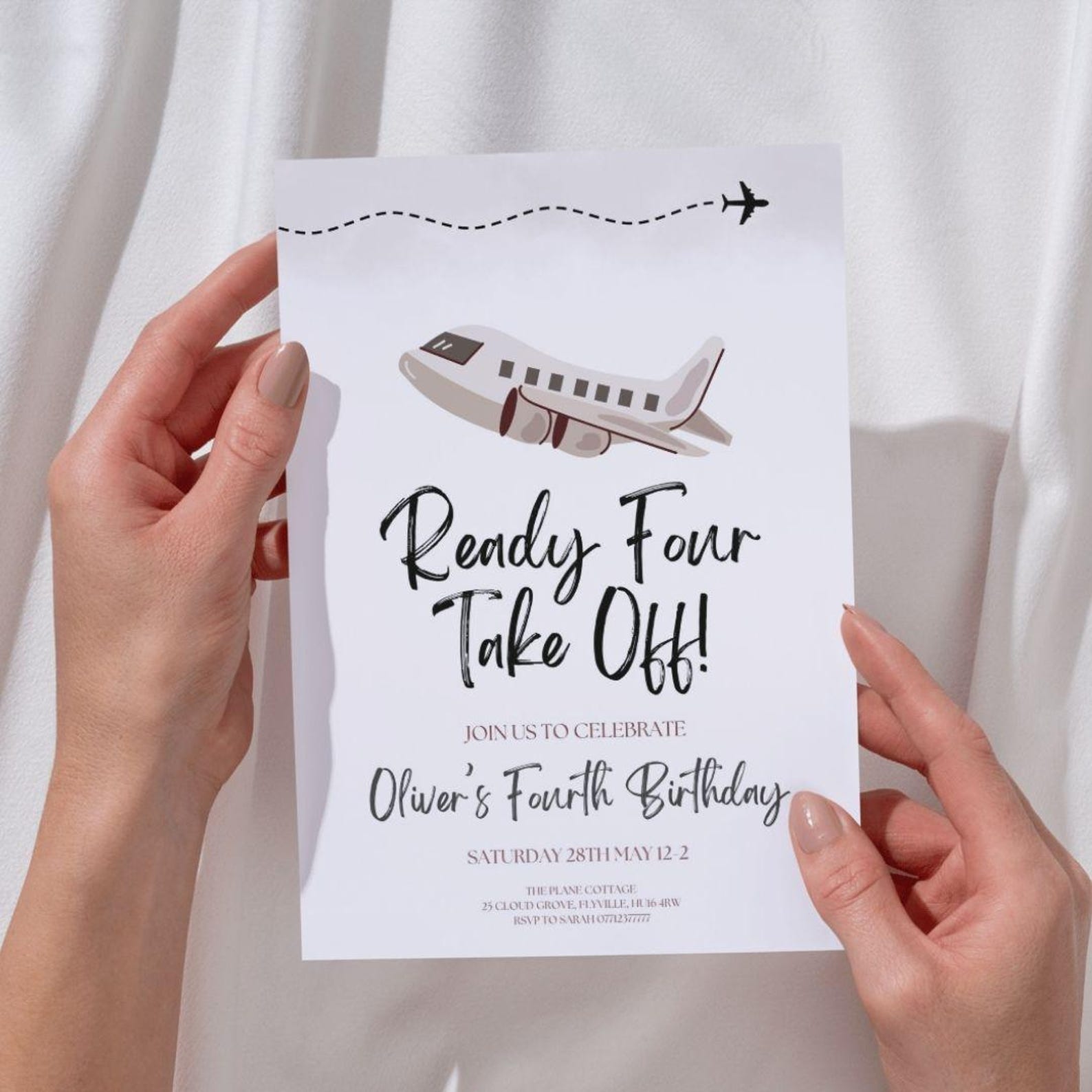 Take Flight Invite Airplane 4th Birthday Invitation, Editable Plane Birthday Invite, Ready ...