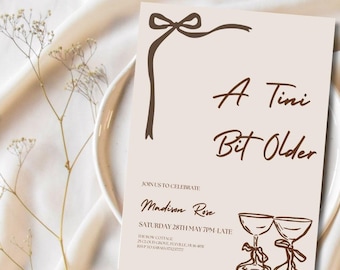 Plantilla de invitación de cumpleaños "A Tini Bit Older", invitación editable "A Tini Bit Older", invitación de cumpleaños con martini, invitación a cóctel, martini espresso