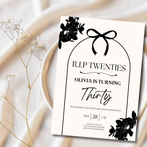 RIP To My 20s Birthday Invitation Template, Editable Death To My Youth Invite, Funeral For My Youth 30th Birthday Invite, Death To My 20s