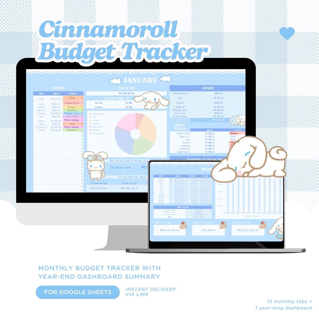 CINNA: Cute Expense & Budget Financial Tracker for Google Sheets