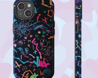 Arcane Inspired Phone Case, Neon Grunge Abstract Art, Tough Cover