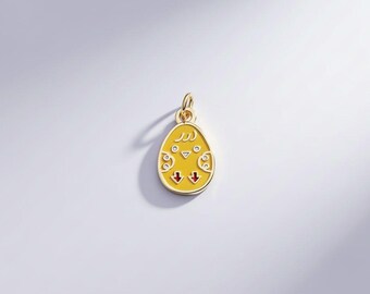 18K Gold Filled Enamel Easter Egg Pendant,Egg Charm Bracelet Necklace for DIY Jewelry Making Supply