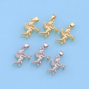 18K Gold Filled Angel Pendant,Dainty Cupid Charm Bracelet Necklace for DIY Jewelry Making Supply