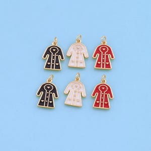 18K Gold Filled Clothing Pendant,Enamel Clothing Charm Bracelet Necklace for DIY Jewelry Making Supply