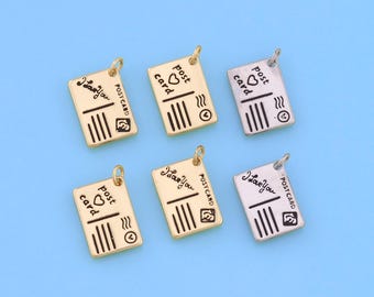 18K Gold Filled love letter Pendant love letter Charm Bracelet Necklace for DIY Jewelry Making Supply