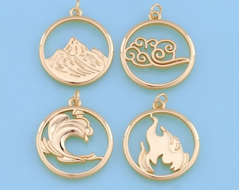 18K Gold Filled Element Pendant, DIY Jewelry Charm