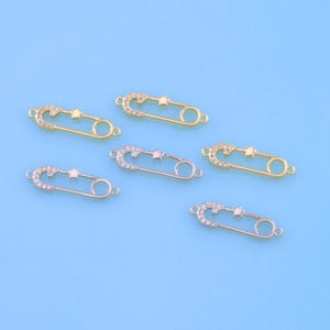 18K Gold Filled Star Spring Push Gate Safety Pin Charm,Spring Push Gate Lock For DIY Jewelry Clasp Finding Necklace Bracelet