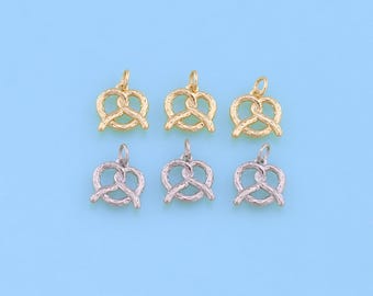 18K Gold Filled Pretzel Charm, Dainty DIY Jewelry Making Supply