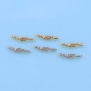 18K Gold Filled Wave Connector,CZ Micro Pave Wave Charm Bracelet Necklace for DIY Jewelry Making Supply