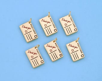18K Gold Filled love letter Pendant love letter Charm Bracelet Necklace for DIY Jewelry Making Supply