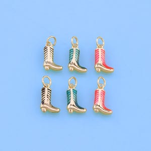 18K Gold Filled Cowboy Boots Pendant,Cowboy Charm Bracelet Necklace for DIY Jewelry Making Supply