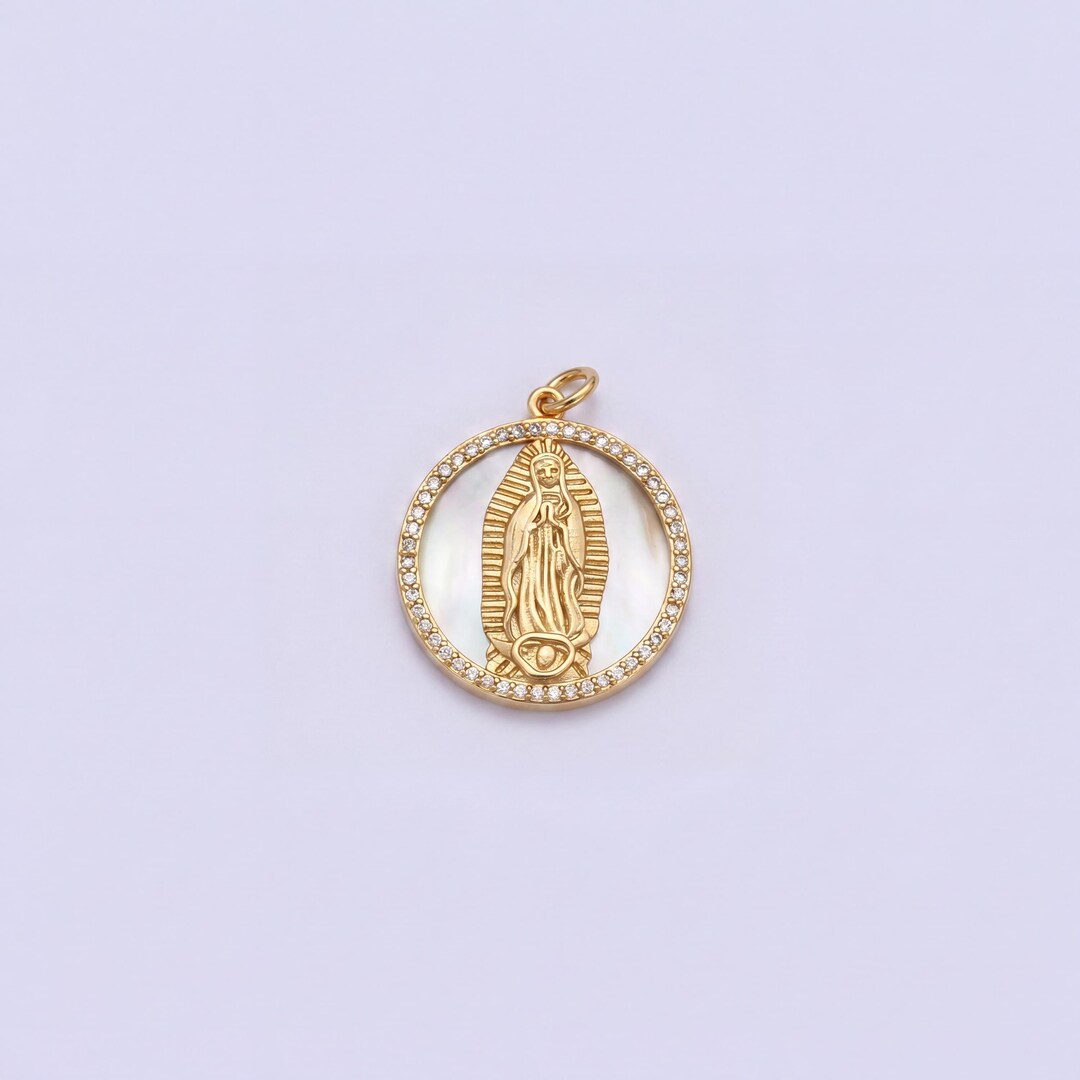 Virgin Mary Shell 18K Gold Filled Shell Virgin Mary Pendant Charm,diy Religion Jewelry ...