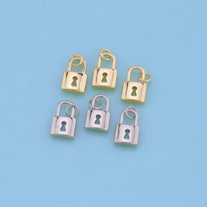 18K Gold Filled Lock Pendant,Dainty Lock Charm Bracelet Necklace for DIY Jewelry Making Supply