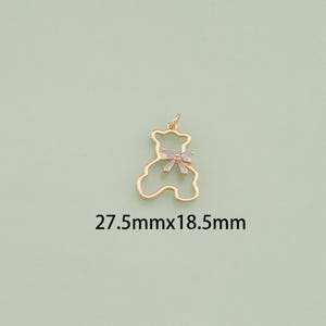 18K Gold Filled Bear Pendant,Dainty Bear Charm Bracelet Necklace for DIY Jewelry Making Supply