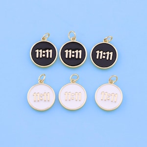 18 kt gold filled email: 11:11 hanger, engelnummers bedelarmband ketting voor het maken van sieraden: