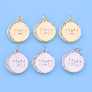 18K Gold Filled CZ 11:11 hanger, engelnummers bedelarmband ketting voor het maken van sieraden: