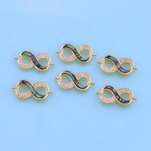 18K Gold Filled Infinite Connector,CZ Micro Pave Infinite Charm Bracelet Necklace for DIY Jewelry Making Supply
