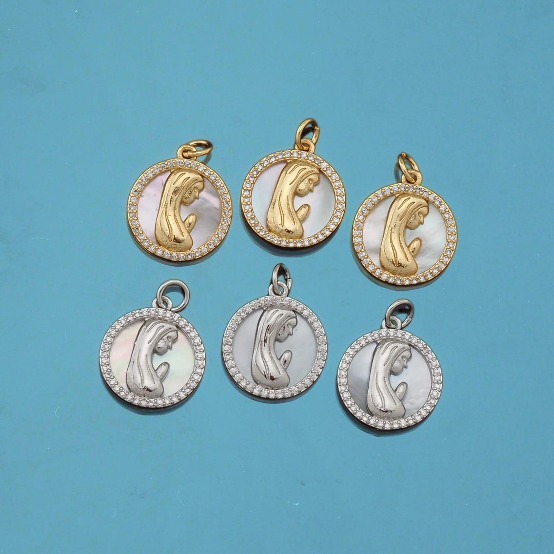 18K Gold Filled Virgin Mary Pendant, CZ Micro Pave, DIY Jewelry - Etsy