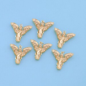 18K Gold Filled Angel Pendant,Dainty Angel Charm Bracelet Necklace for DIY Jewelry Making Supply