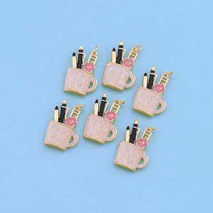 18 kt gold filled penhanger, emaillen pennenhouder bedelarmband ketting voor het maken van sieraden: