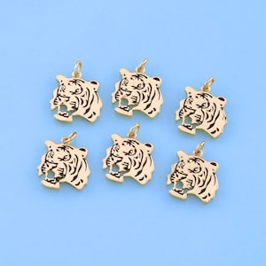 18K Gold Filled Tiger Pendant Tiger Charm Bracelet Necklace for DIY Jewelry Making Supply