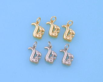 18K Gold Filled Squirrel Pendant,Squirrel  Charm Bracelet Necklace for DIY Jewelry Making Supply