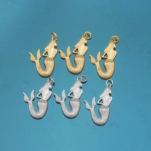 18K Gold Filled Mermaid Pendant,Dainty Mermaid Charm Bracelet Necklace for DIY Jewelry Making Supply
