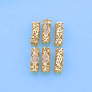 18K Gold Filled Barrel Beads Pendant,Tube Charm Bracelet Necklace for DIY Jewelry Making Supply