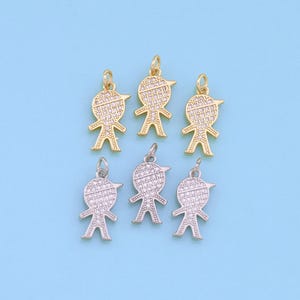 18K Gold Filled Boy Pendant,CZ Micro Pave Boy Charm Bracelet Necklace for DIY Jewelry Making Supply