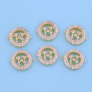 18K Gold Filled Boy Girl Connector,CZ Micro Pave Boy Girl Charm Bracelet Necklace for DIY Jewelry Making Supply